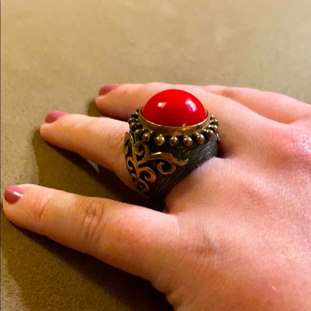 Knockout Red Statement Ring - Picture 2 of 8